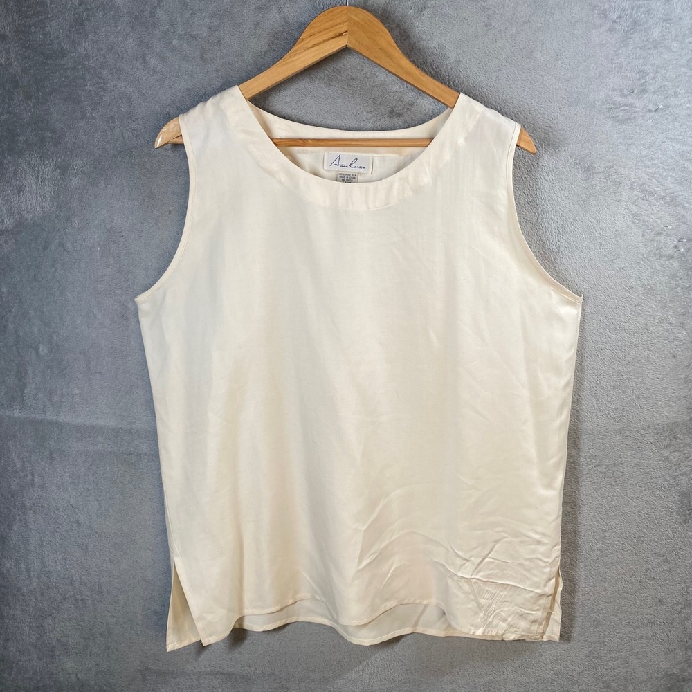 Anne Carson Cream Sleeveless Silk Tank Top